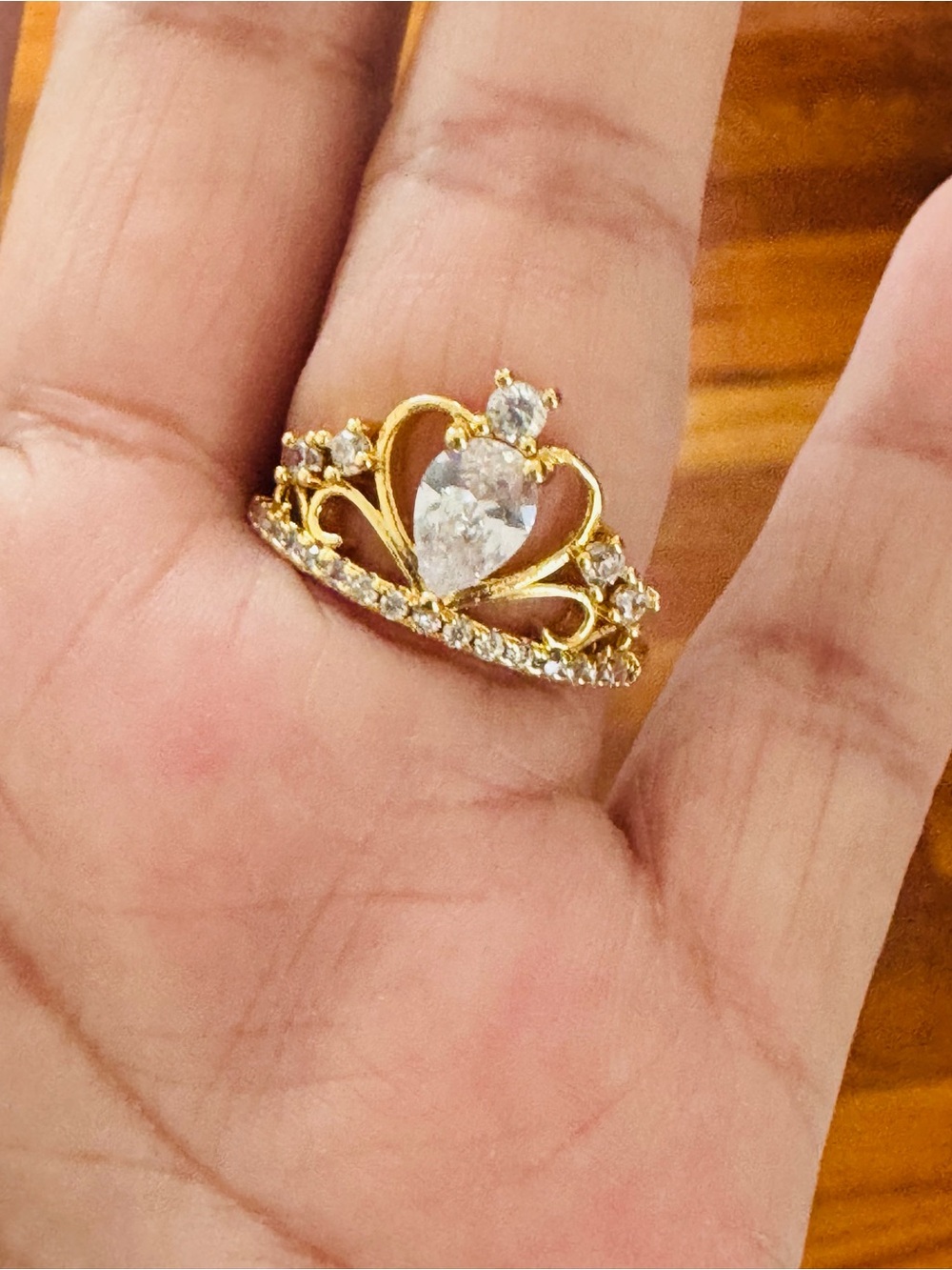 18K Gold Plated Crown Adjustable Women's Ring.